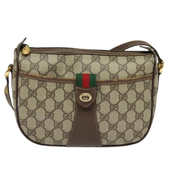 GUCCI GG Supreme Web Sherry Line Bag Pvc Brown Gold 89 02 032 - Picture 2 of 16